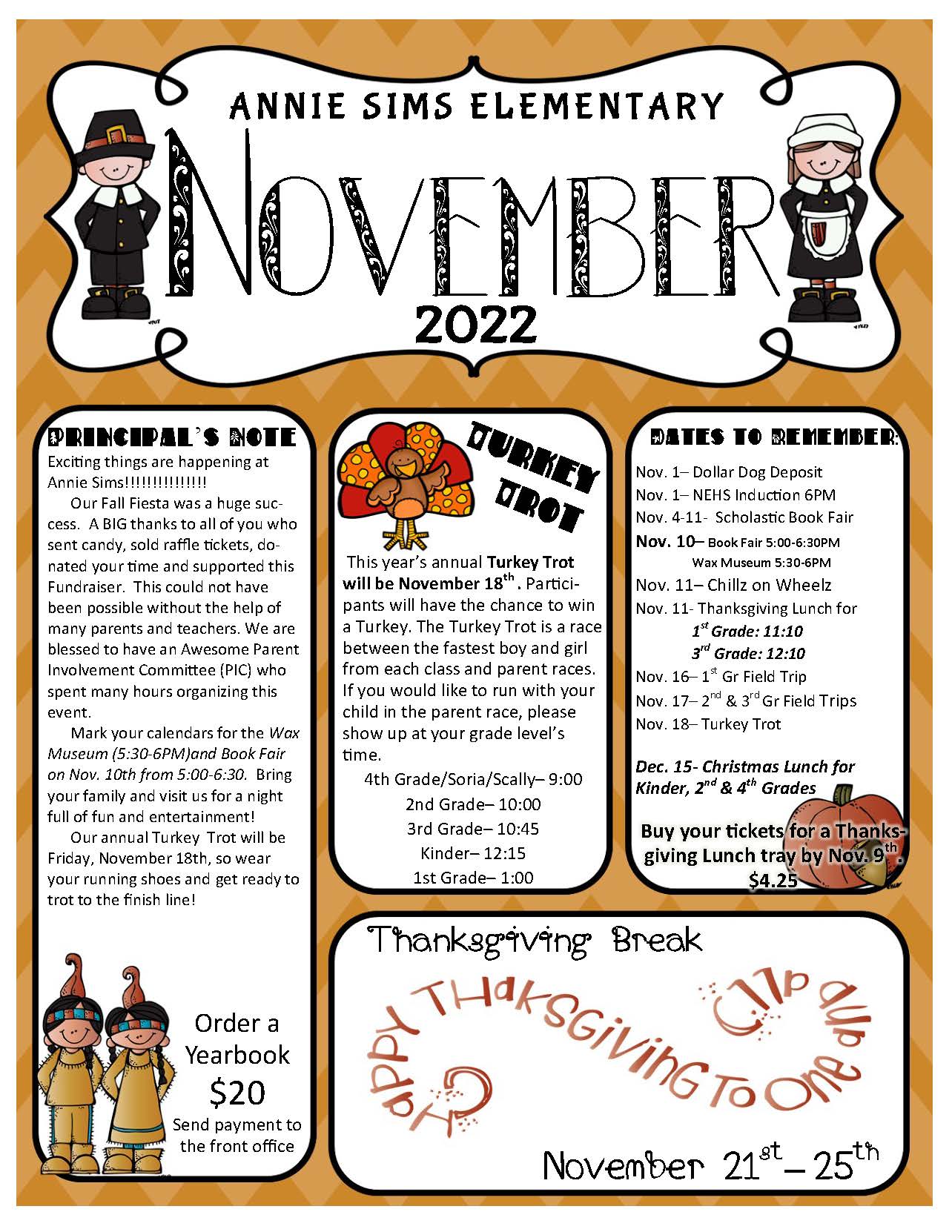 November 2022 Newsletter Annie Sims Elementary School
